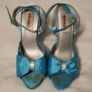 Turquoise satin size 8 heels